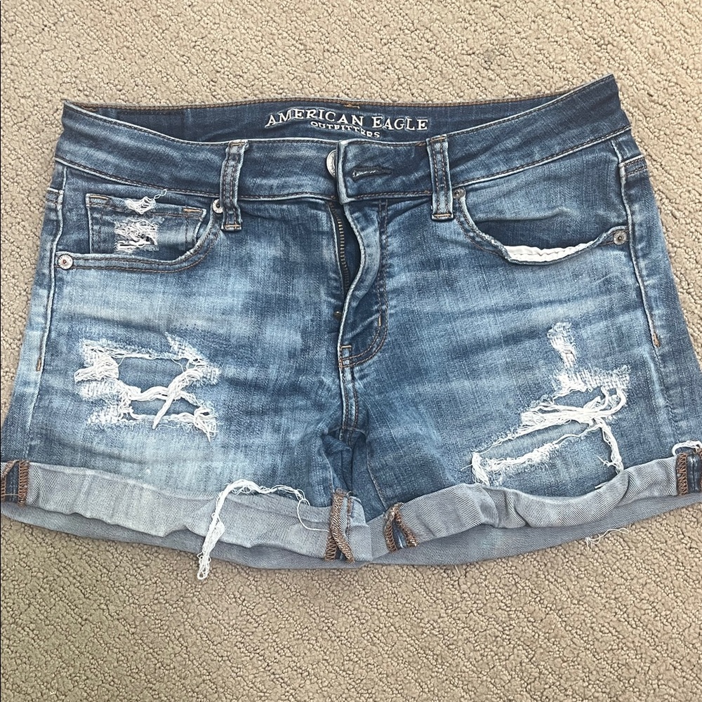 American Eagle Outfitters Ripped Blue Jean Shorts